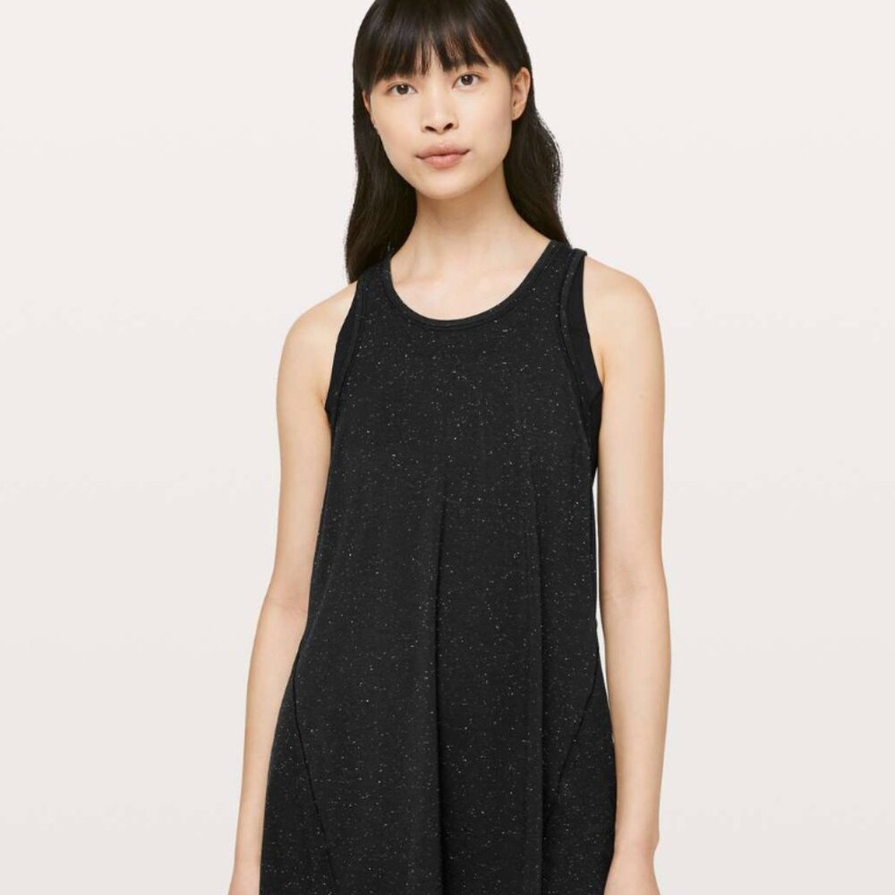 Lululemon Womens Goal Up Tie Back Tank Black White Speckled Size 6